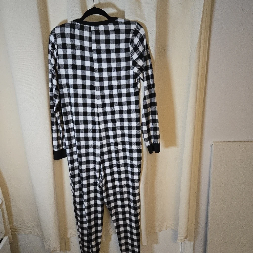 Lucky Brand Black and White One Piece Pajamas Buffalo Check